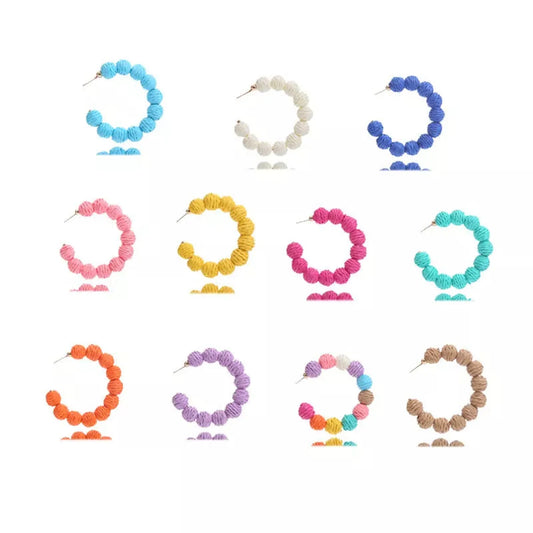 Raffia Grass C-Hoop Earrings — square view — Livostyle