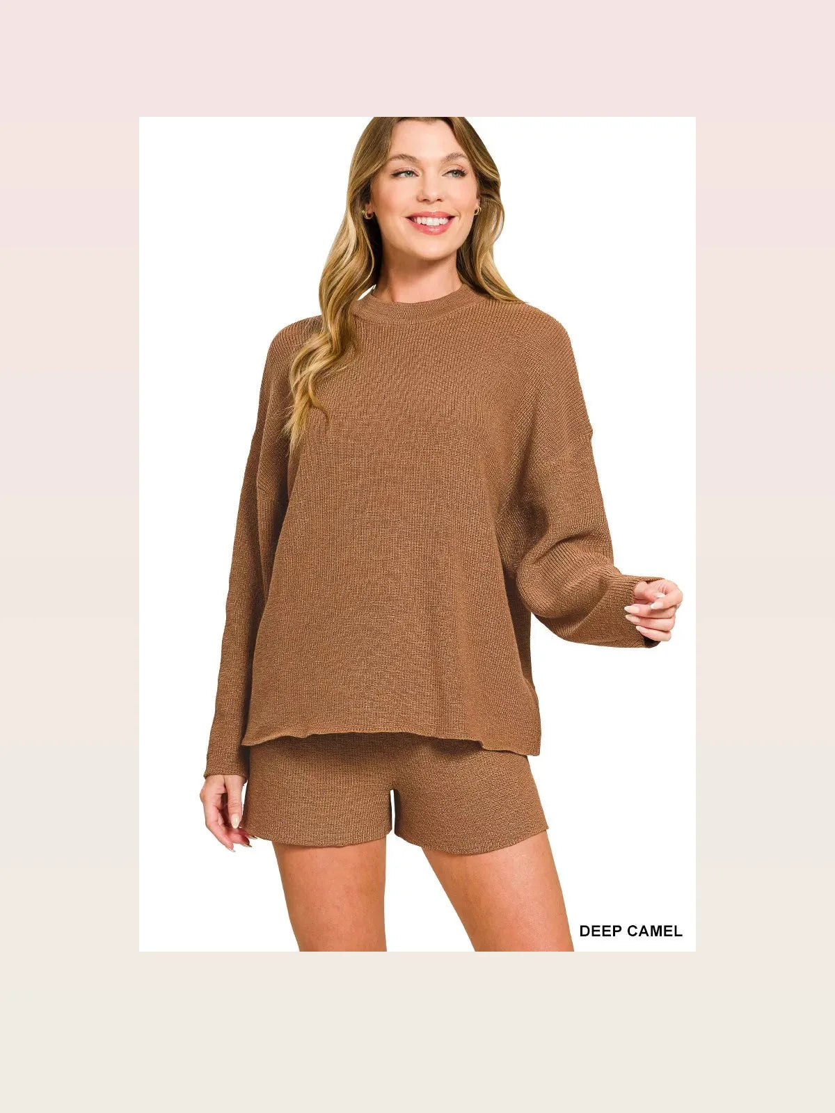 Round-Neck Knit Top & Shorts Sweater Set — styled showcase — Livostyle