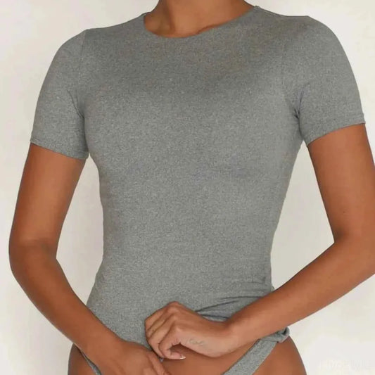 Round Neck Short Sleeve Swim Top — square view — Livostyle