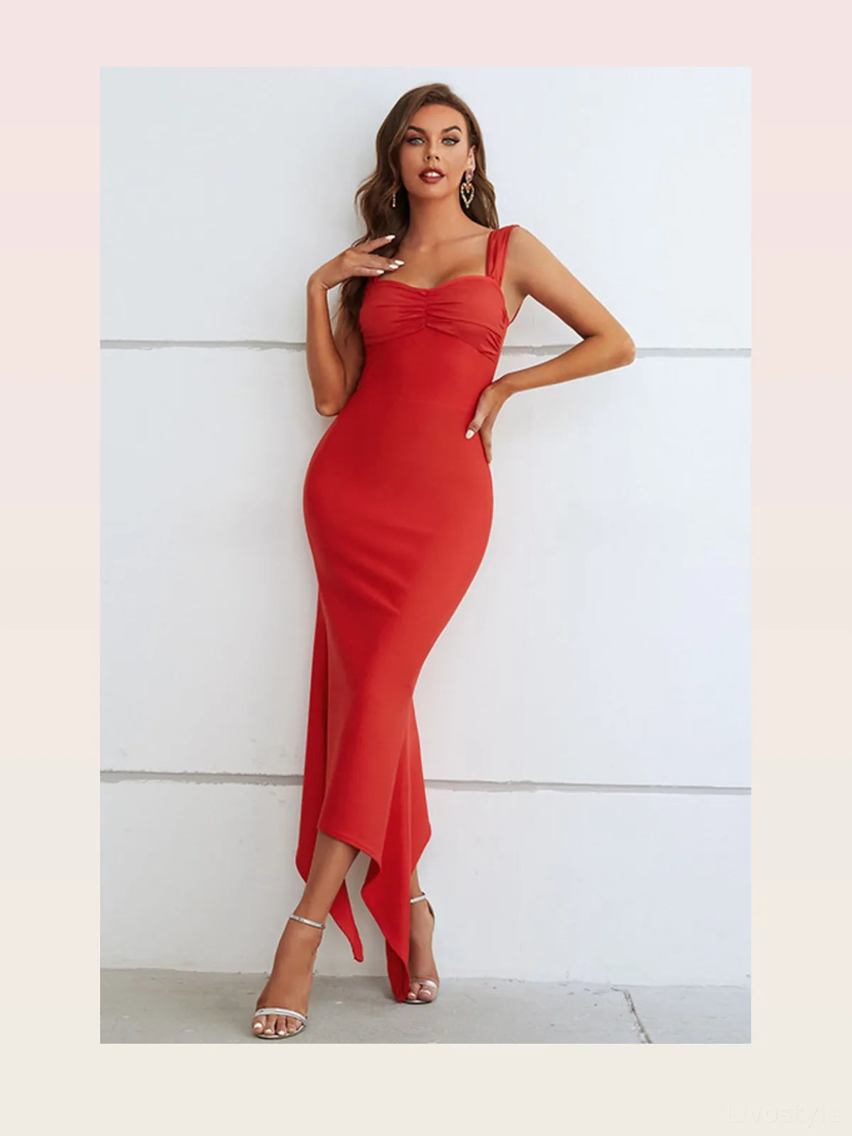 Ruched Sweetheart Neck Hem Detail Dress — styled showcase — Livostyle
