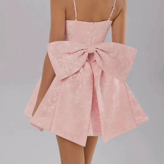 Satin Mini Cami Dress with Bow — square view — Livostyle