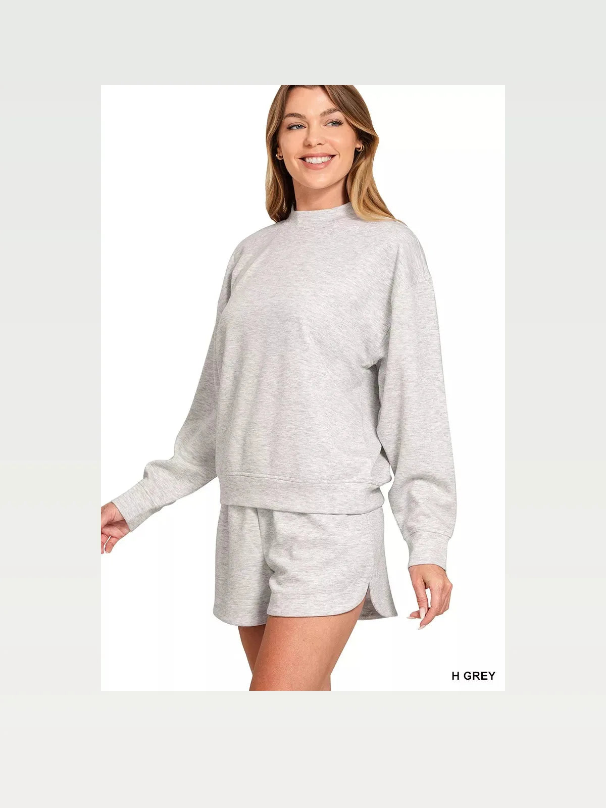 Scuba Long Sleeve Sweatshirt and Shorts Set in H GREY — styled showcase — Livostyle