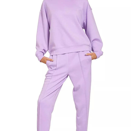 Scuba Mock Neck Sweatshirt and Joggers Set in LILAC — square view — Livostyle