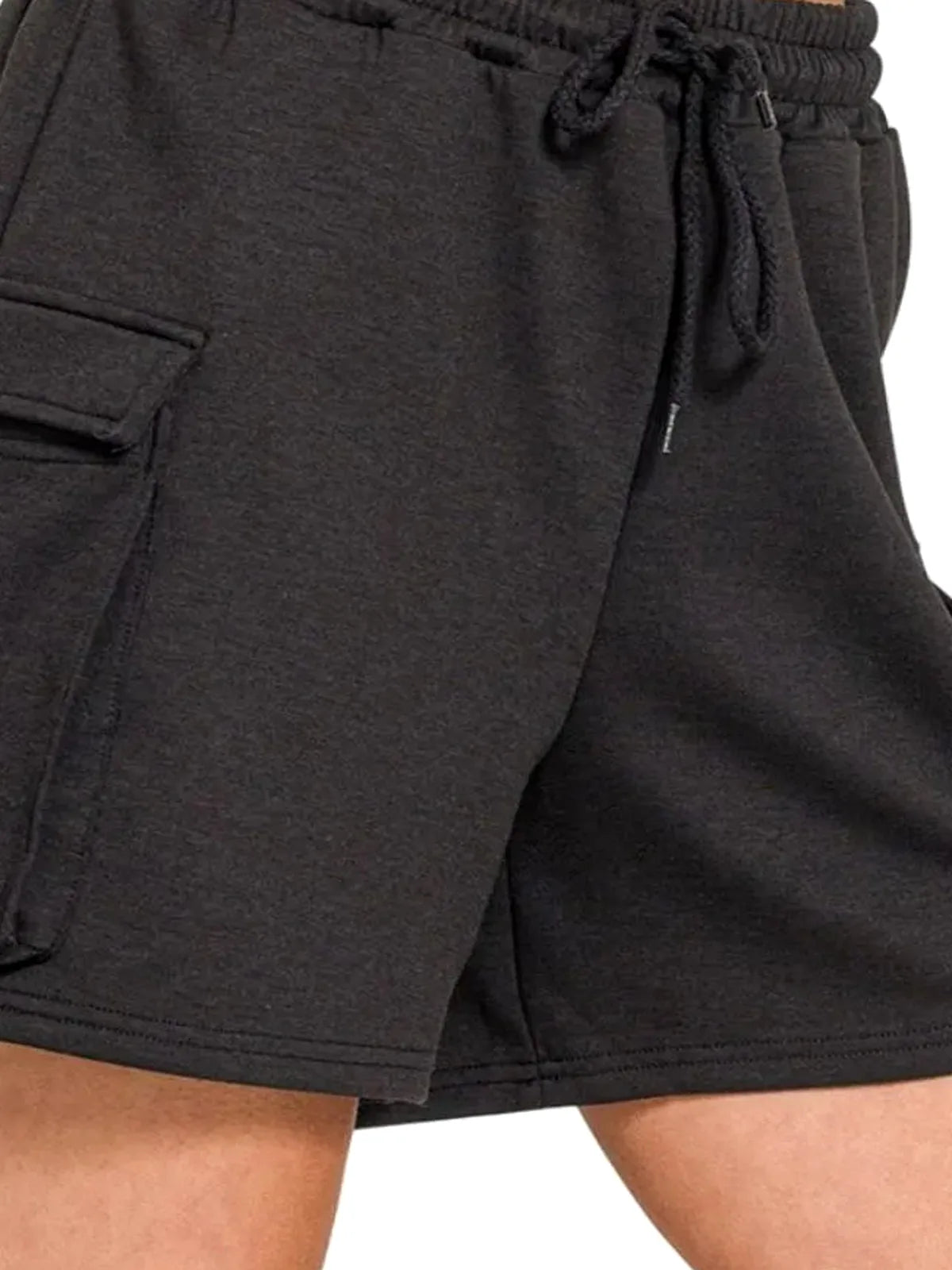 Scuba Thigh Pocket Shorts in BLACK — detail view — Livostyle