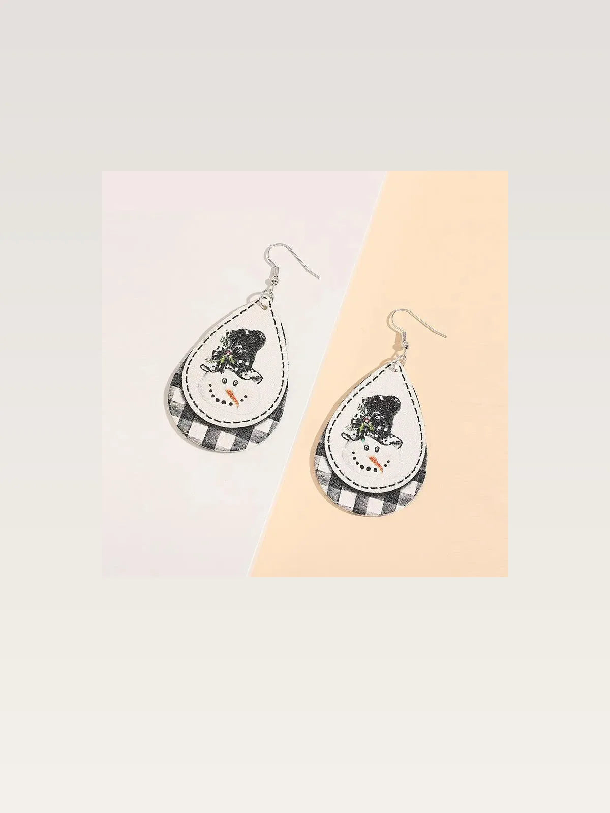Snowman PU Leather Dangle Earrings — styled showcase — Livostyle