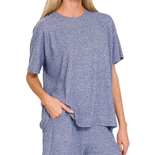 Soft Melange Short-Sleeve Tee & Shorts Set — square view — Livostyle