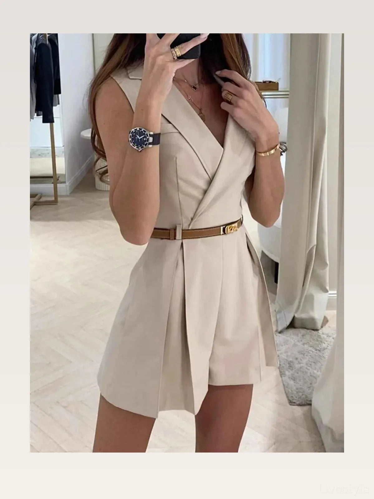 Solid Sleeveless Surplice Romper — styled showcase — Livostyle