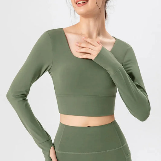 Square Neck Crisscross Active T-Shirt — square view — Livostyle