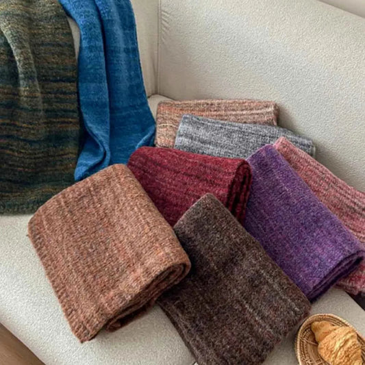 Striped Detail Knit Scarf — square view — Livostyle