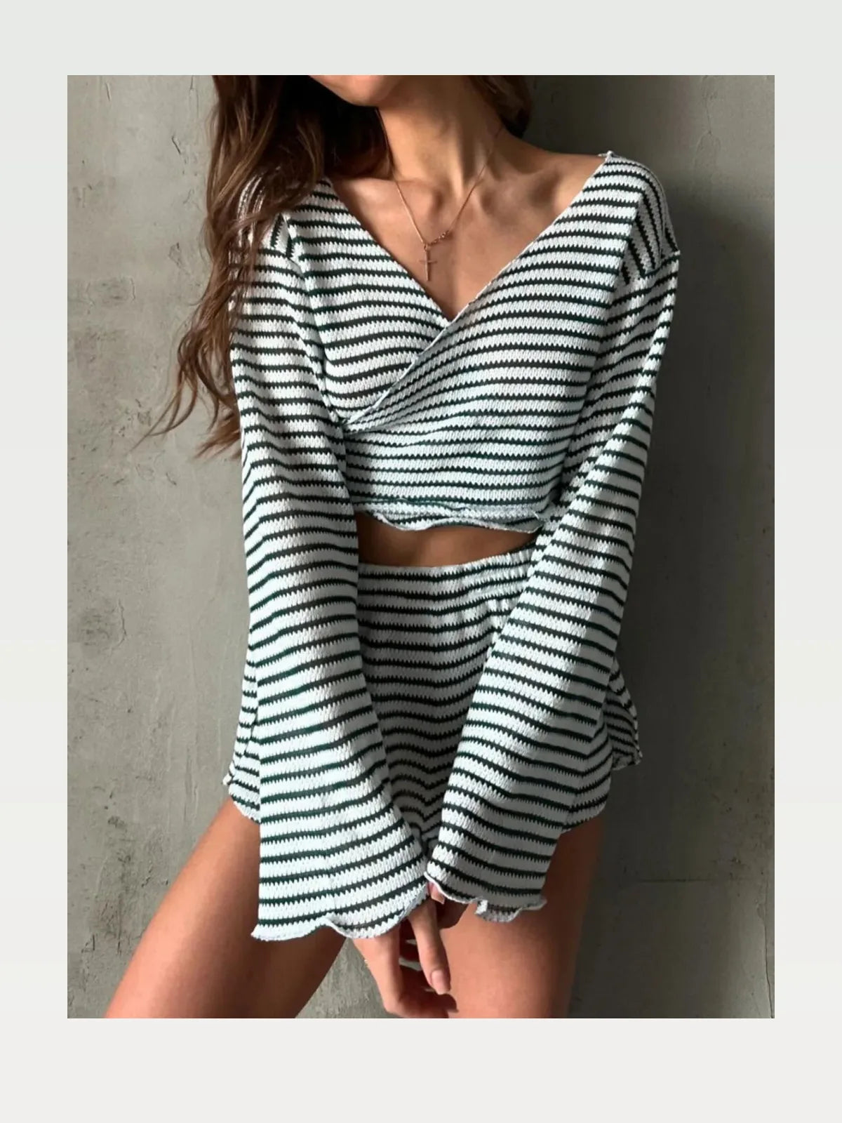 Striped Long Sleeve Top and Shorts Set — styled showcase — Livostyle