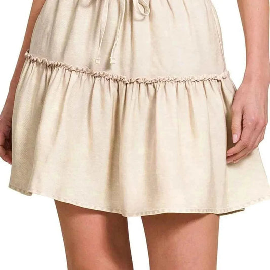 Tencel Washed Tiered Mini Skirts — square view — Livostyle