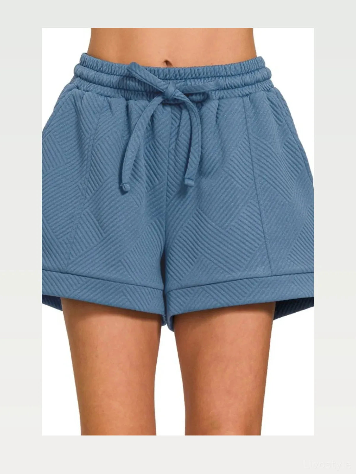 Textured Knit Jacquard Drawstring Shorts — styled showcase — Livostyle