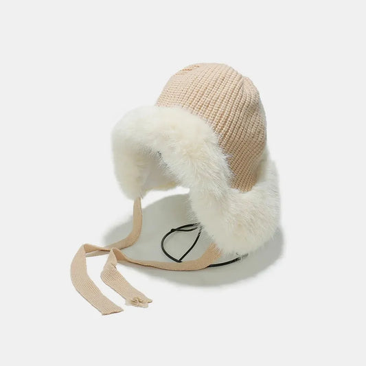 Thermal Tied Fuzzy Winter Hat — square view — Livostyle