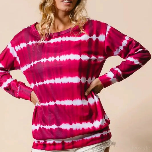 Stylish Terry Sweatshirt in Trendy Tie-Dye Print — square view — Livostyle