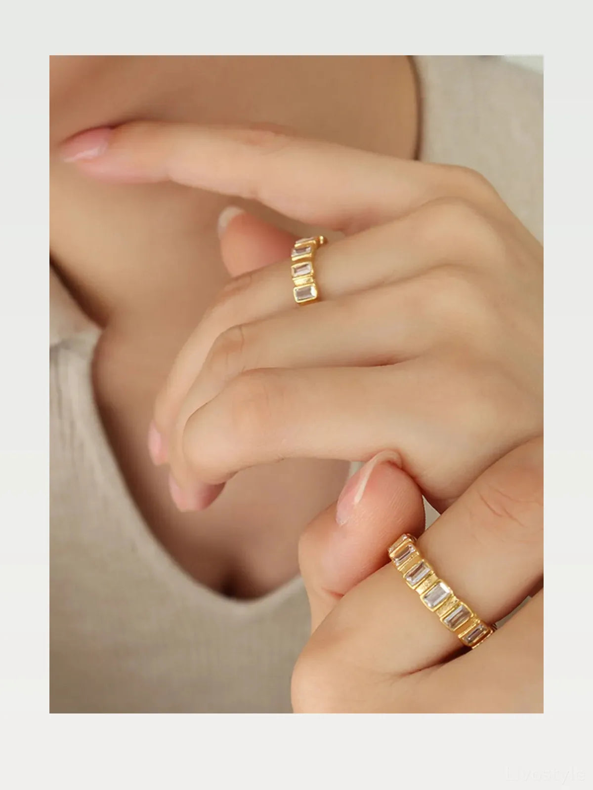 Titanium Steel Inlaid Zircon Ring — styled showcase — Livostyle