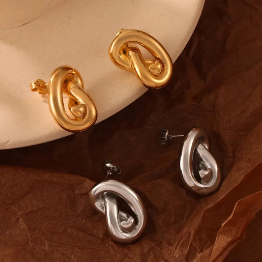 Titanium Steel Knot Stud Earrings — square view — Livostyle