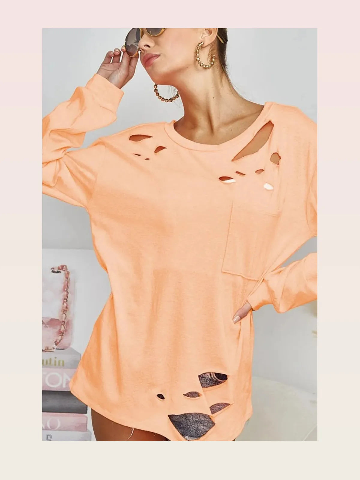 Stylish Triblend T-Shirt with Unique Laser-Cut Details — styled showcase — Livostyle
