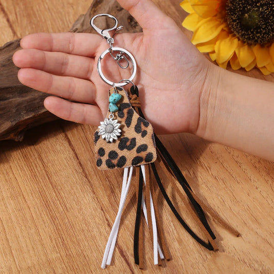 Turquoise Fringe Detail Key Chain — square view — Livostyle