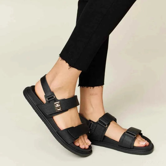 Velcro Double Strap Slingback Sandals — square view — Livostyle
