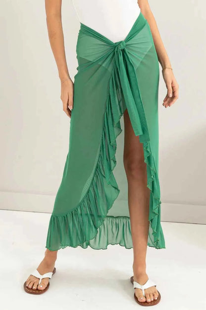 Ruffle Trim Cover Up Sarong Skirt — Livostyle
