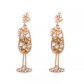 Champagne Glass Rhinestone Dangle Earrings — Livostyle