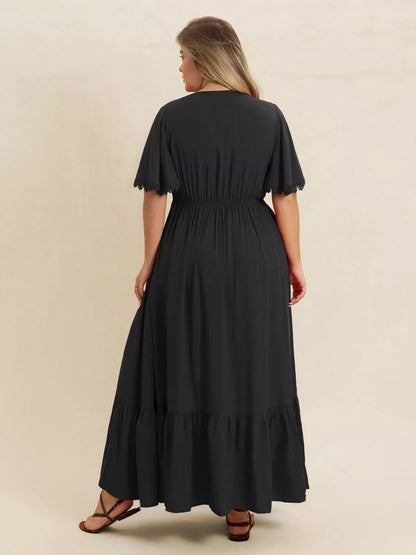Boho Ruffled Maxi Dress with Flutter Sleeves – Plus Size – photo 6
