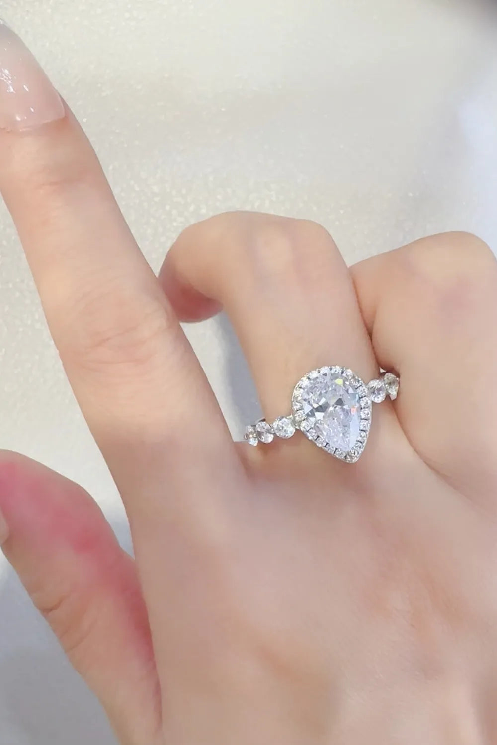 2 Carat Moissanite 925 Sterling Silver Ring — Pear-Shape Halo — Livostyle