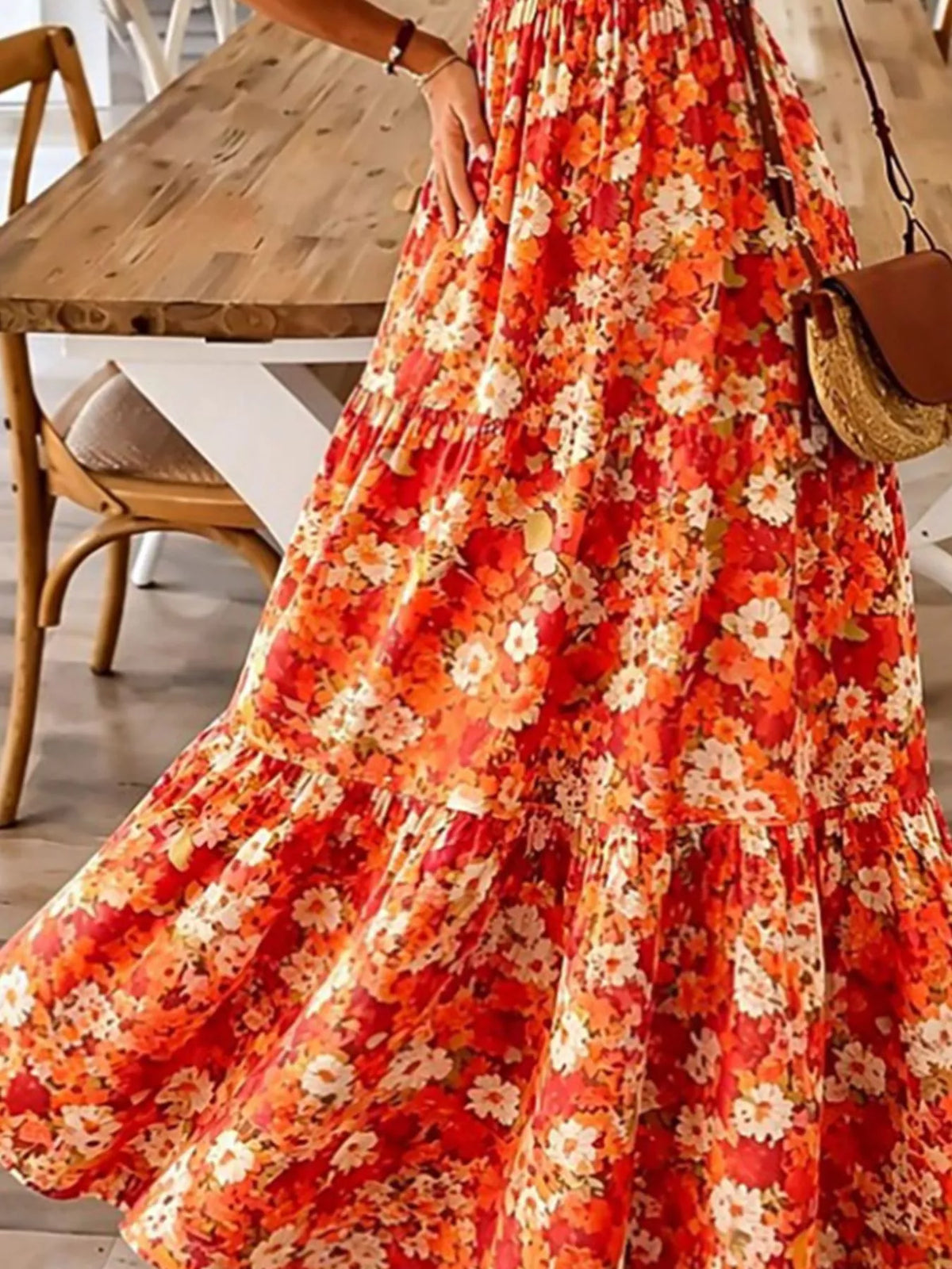 Floral Tiered Ruched Maxi Dress with Spaghetti Straps – photo 6