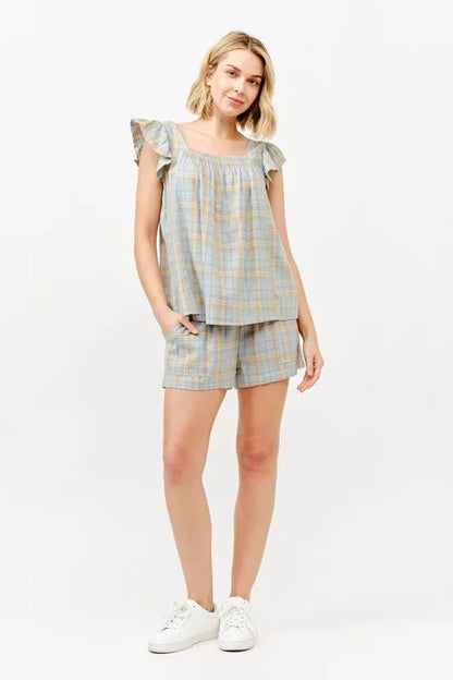 Plaid Print Smocked Detail Casual Shorts — Livostyle