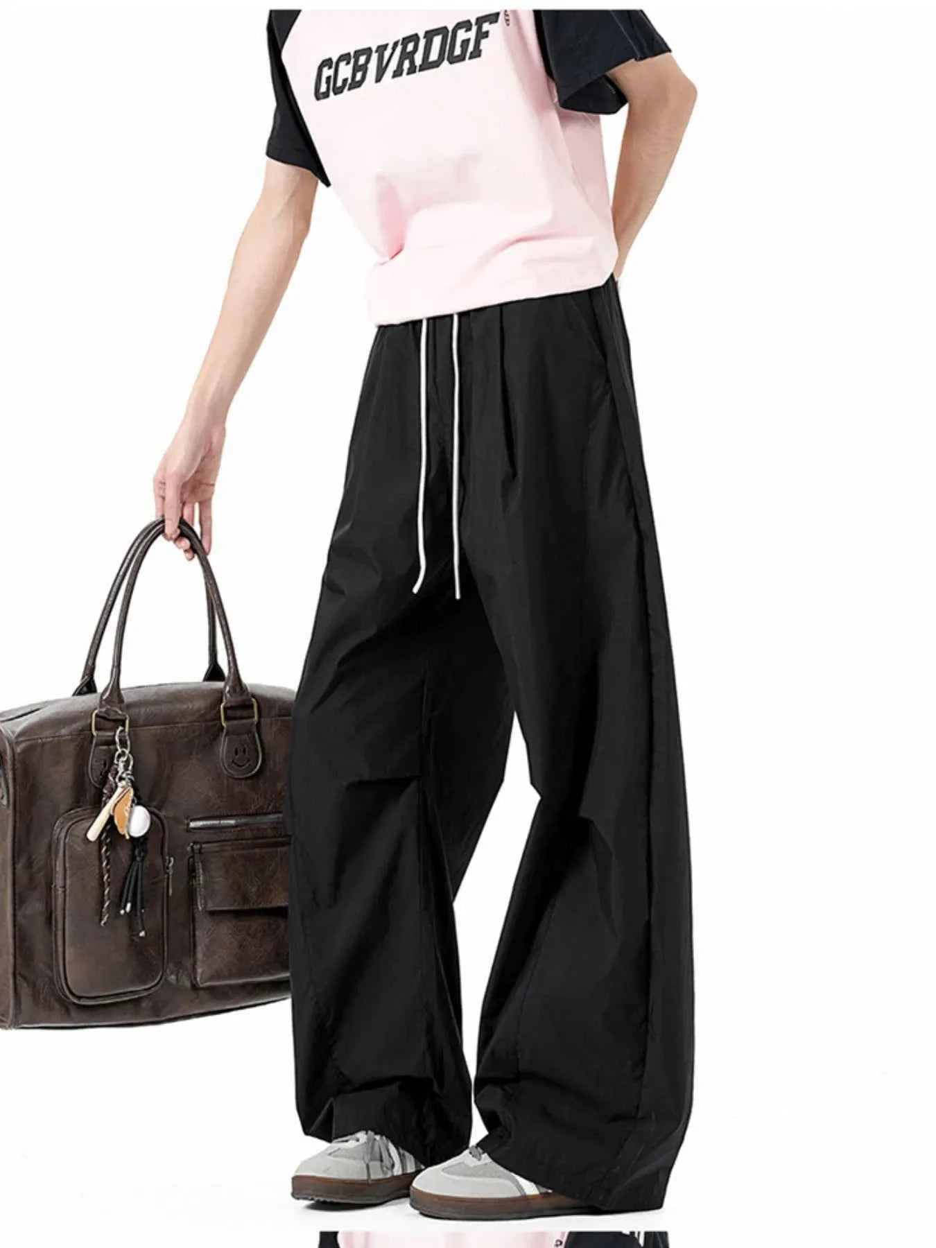 Men's Elastic Waist Wide Leg Pants