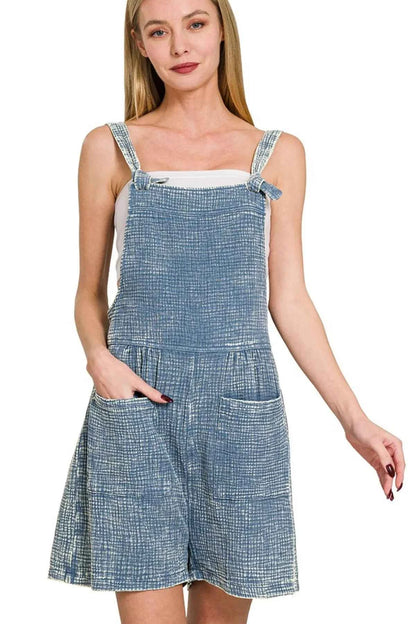 Woven Double Gauze Acid Washed Romper — Livostyle