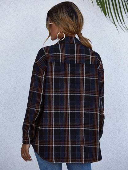 Plaid Button-Up Long Sleeve Shirt detail — Livostyle
