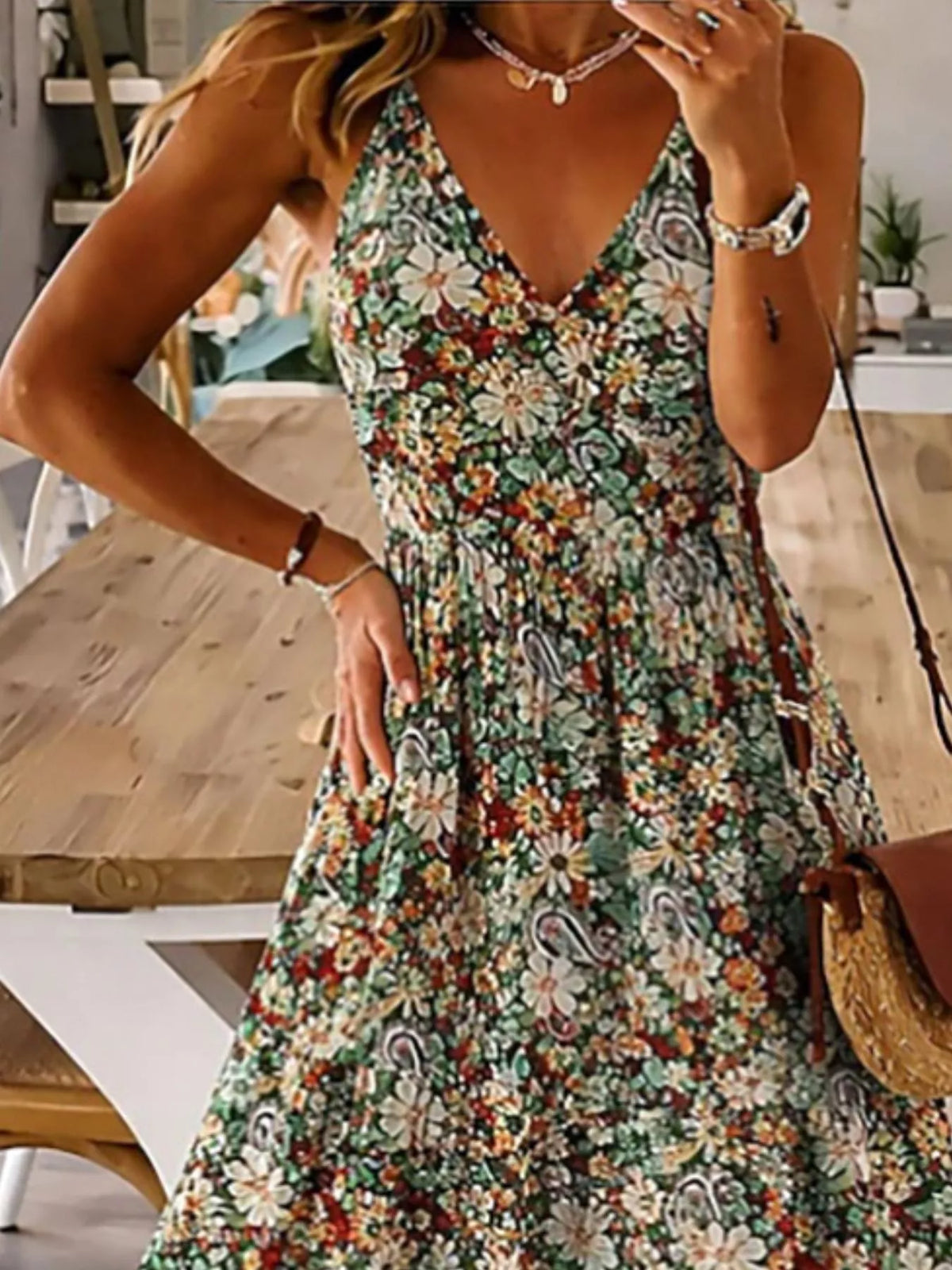 Floral Tiered Ruched Maxi Dress with Spaghetti Straps in Black Forest