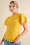 Chic Double Layered Ruffle Sleeve Sweater Top for a Trendy Look — Livostyle