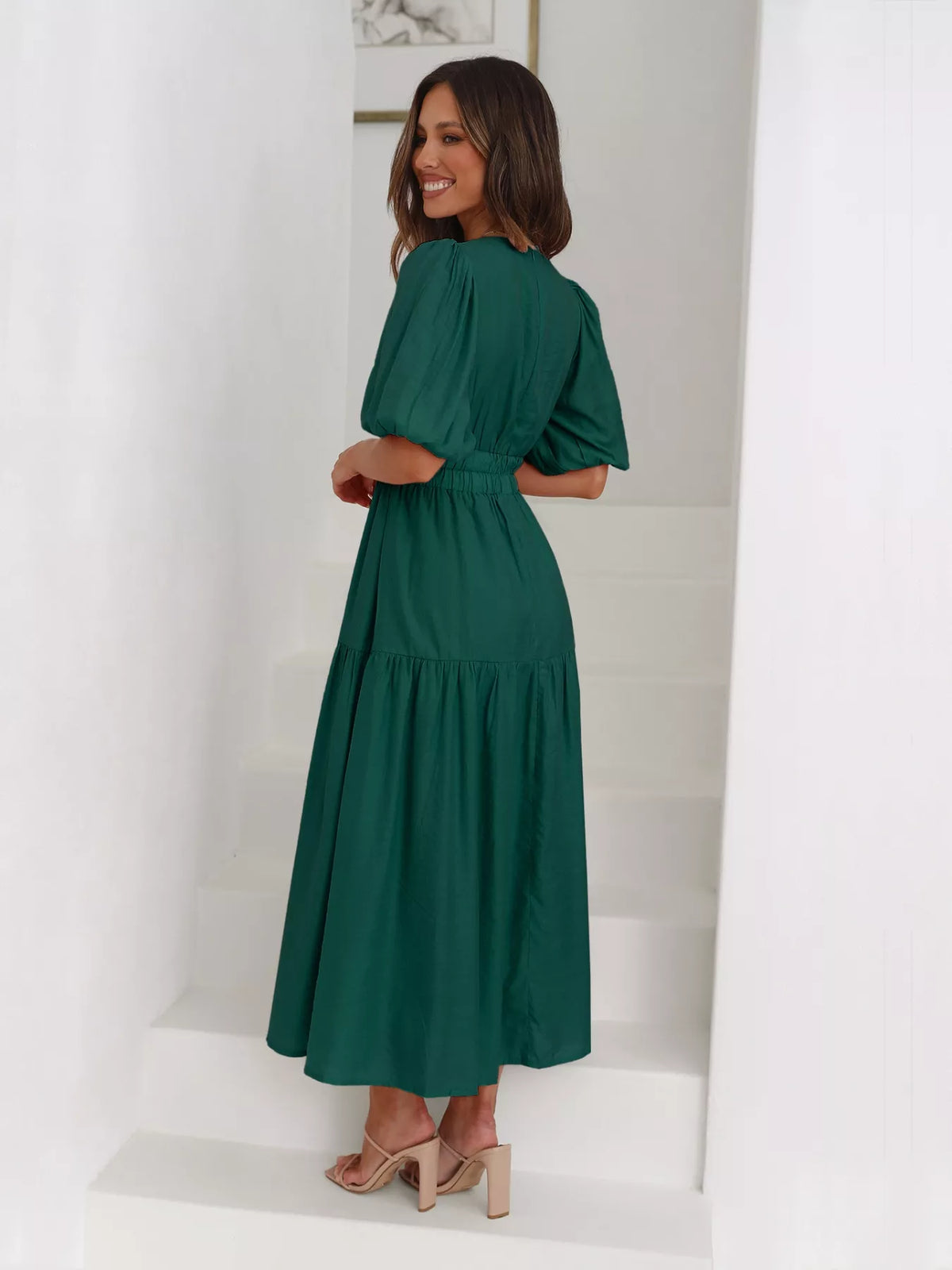 Tiered Puff Sleeve Midi Dress – photo 5
