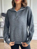 Half Zip Dropped Shoulder Sweater — Livostyle