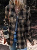 Plaid Double Flap Pocket Brushed Shacket — Livostyle