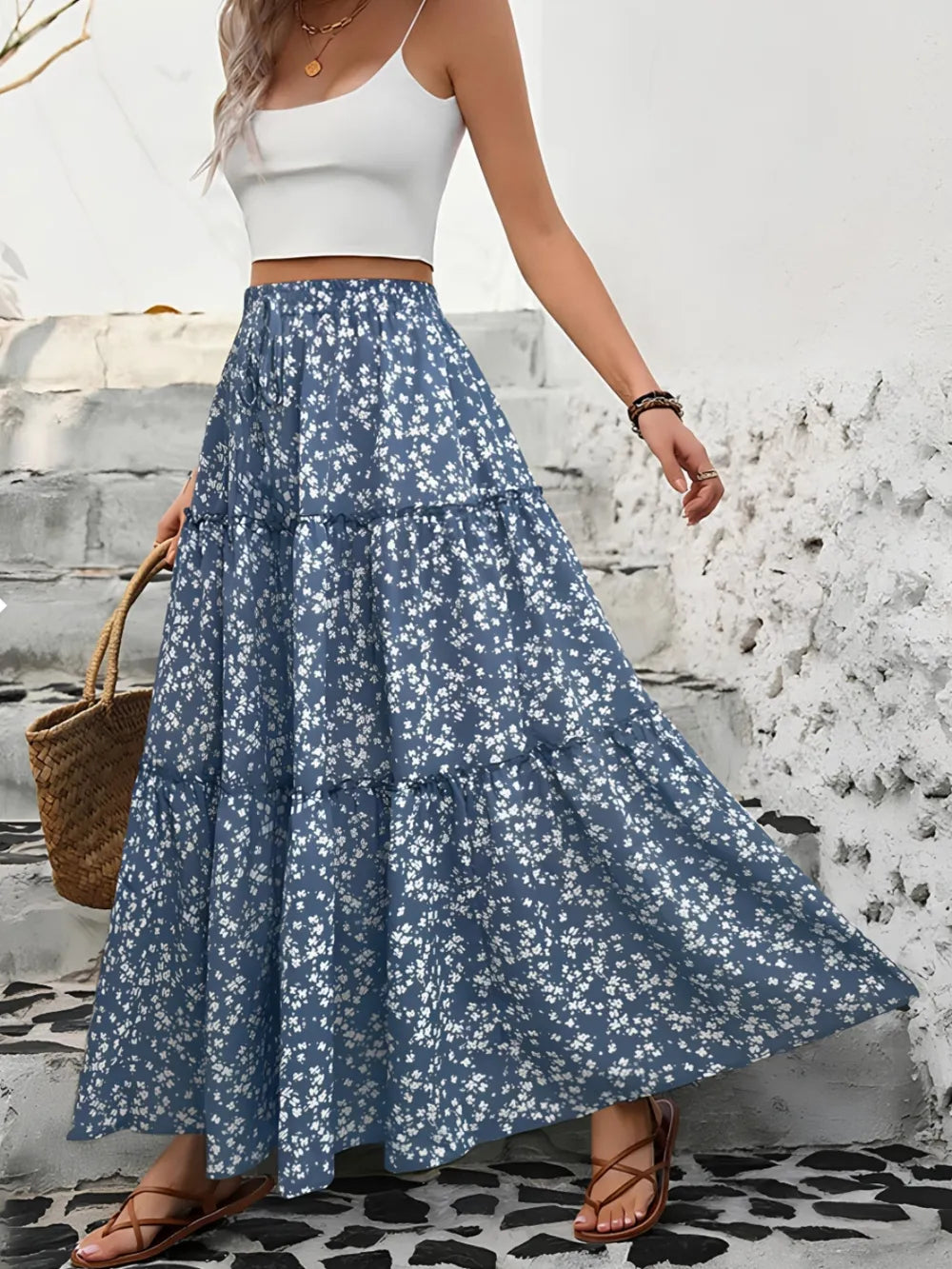 Tiered Floral Maxi Skirt — Livostyle