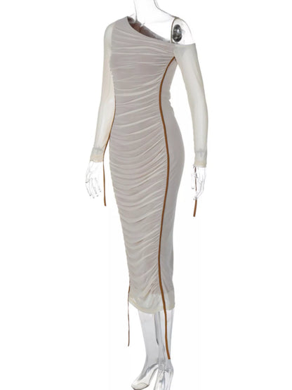 One-Shoulder Ruched Bodycon Midi Dress – photo 7