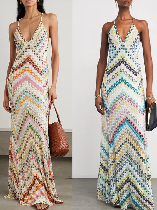 Backless Crisscross Spaghetti Strap Maxi Dress in Color