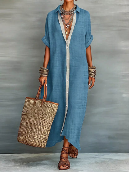 Casual Linen Shirt Dress with Button-Down Front – photo 7