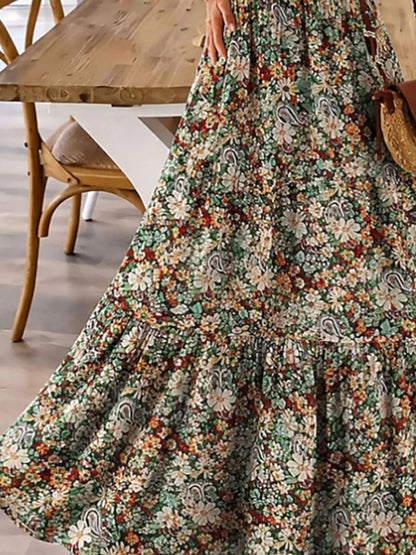 Floral Tiered Ruched Maxi Dress with Spaghetti Straps – photo 4