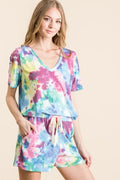 Tie Dye French Terry Casual Shorts in Blue Multi — Livostyle