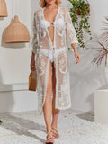 Lace Detail Open Front Longline Cover-Up