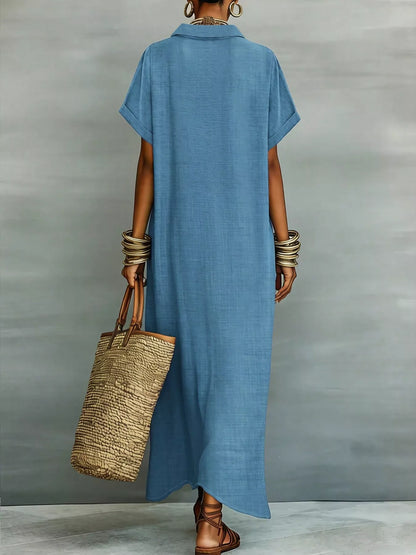 Casual Linen Shirt Dress with Button-Down Front – photo 5