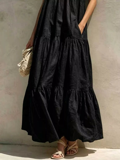 Tiered Scoop Neck Maxi Dress with Pockets – photo 8