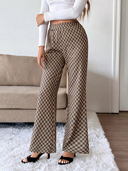 Plaid High-Waisted Wide Leg Pants detail — Livostyle