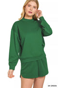 Scuba Long Sleeve Sweatshirt and Shorts Set in DK GREEN