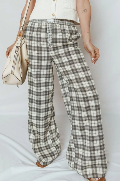 Plaid Wide Leg Pants detail — Livostyle