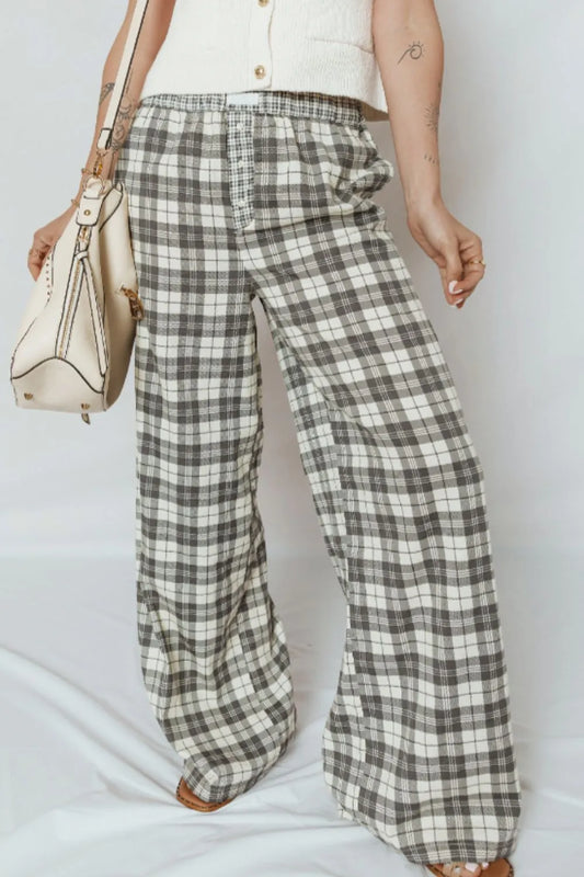 Plaid Wide Leg Pants detail — Livostyle